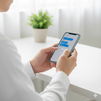スマホでLINE相談しているイメージ